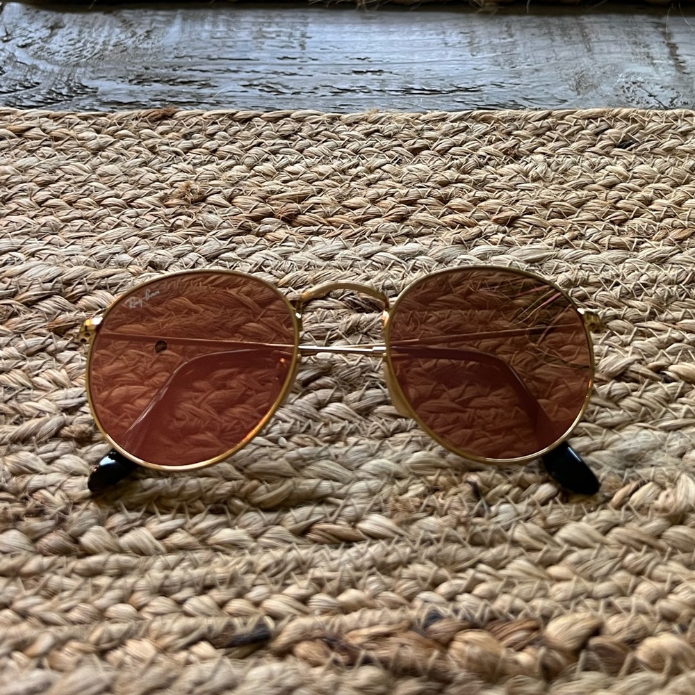 🕶 Ray Ban Copper Flash Round Flat Sunglasses